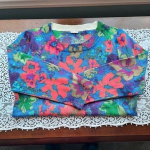 100% Merino Wool JCrew 3/4 sleeve flower sweater
